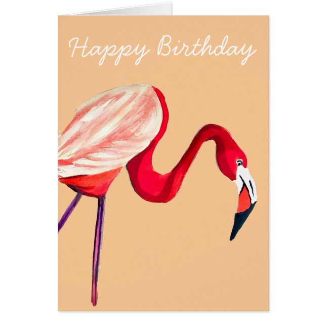 Cartão Arte laranja flamingo aquarela (Frente)