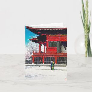 Cartão Arte legal oriental de neve de inverno Kawase Hasu
