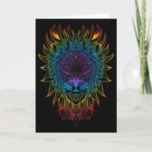 Cartão Arte Mandala da Leoa Feminina Zen Ioga Meditação B