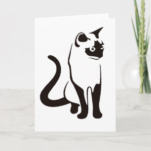 Cartão Arte Mínima Negra Mínima de Gato Tailandês Tradici
