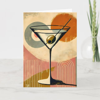 Cartão Arte Minimalista Moderno de Meados do Século Marti