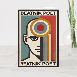 Cartão Arte Moderna de Meados do Século Beatnik Poeta