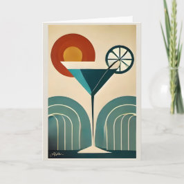 Cartão Arte Moderna de Meados do Século Martini de Nascer