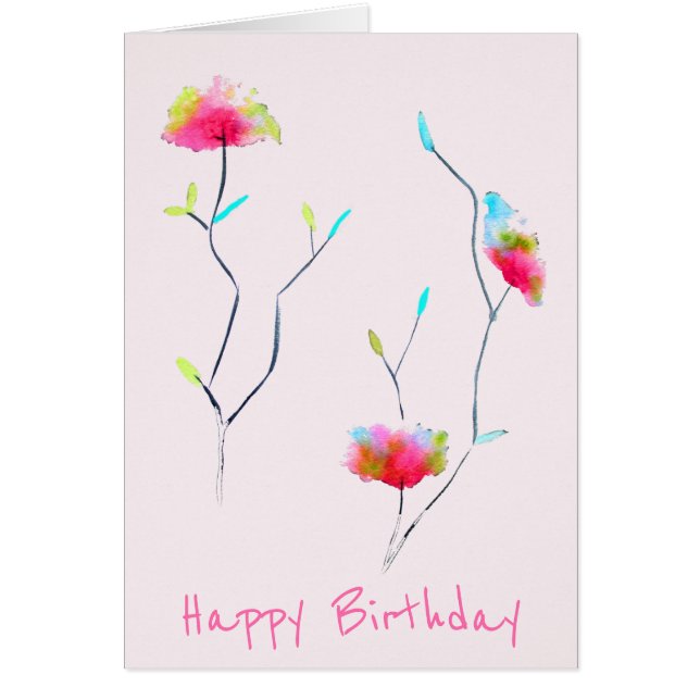 Cartão Arte moderna e simples, de flor rosa, inspirada no (Frente)