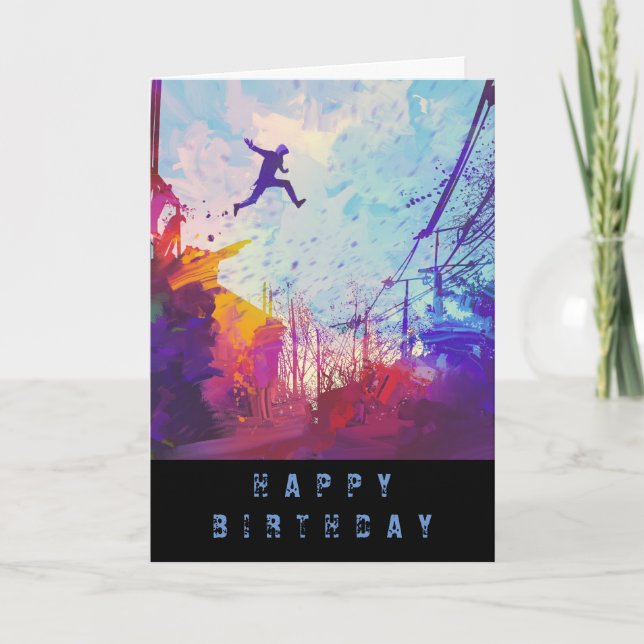 Cartão Arte moderna urbana do esporte do curso de (Frente)