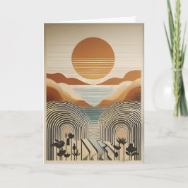 Cartão Arte Modernista de Meados do Século Lago Spring Va