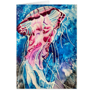 Cartão Arte oceânica de água-vivas