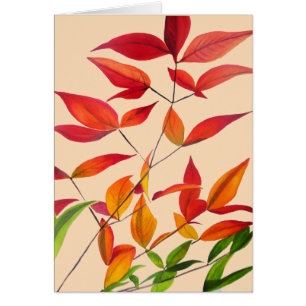 Cartão Arte original alaranjada do watercolour das folhas