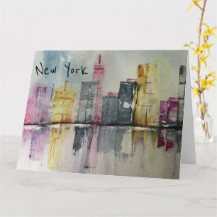 Cartão Arte original de Nova Iorque NYC Skyline Cityscape