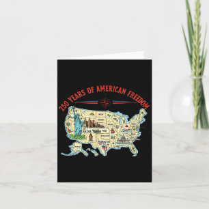 Cartão arte patriótica mapa dos estados unidos 250 anos p