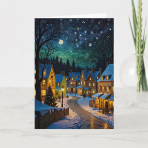 Cartão Arte Personalizável Vintage da Noite Estrelada