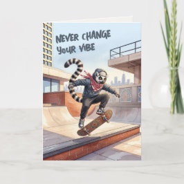 Cartão Arte Pintada à Mão | Aniversário do Lêmure Skater 