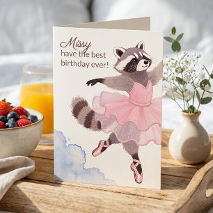 Cartão Arte Pintada à Mão Bailarina Nome Aniversário
