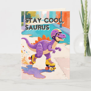Cartão Arte Pintada à Mão   Dinosaur Folded Birthday