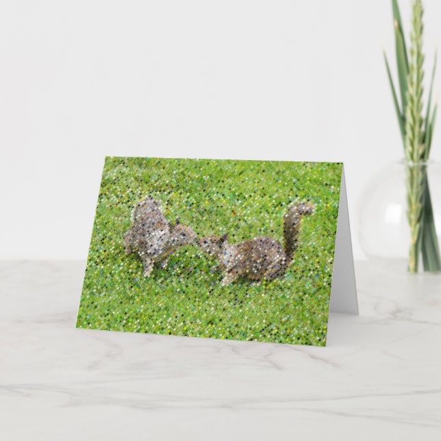 Cartão Arte Pixel - Dois Esquilos (Frente)