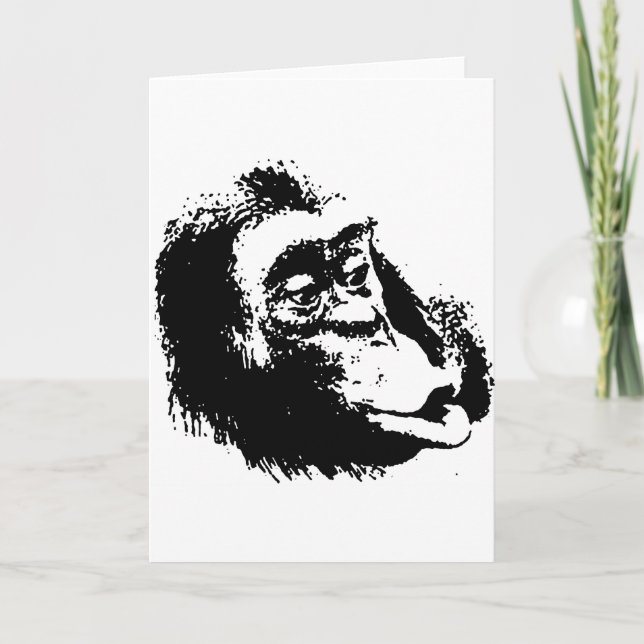 Cartão Arte Pop Chimpanzé Engraçado (Frente)