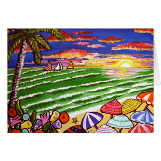 Cartão Arte popular colorida em praia