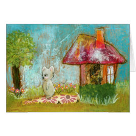 Cartão Arte popular lunática do rato da floresta do dia
