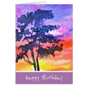 Cartão Arte por aquarela da paisagem do Sonho Sunset