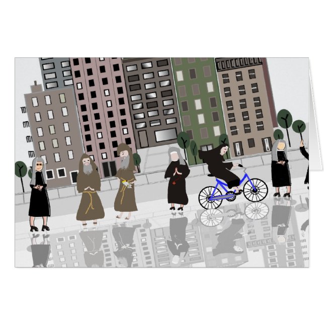 Cartão Arte retro católica das freiras e das monges (Frente Horizontal)