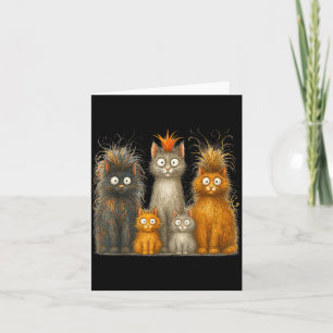 Cartão Arte Retro de Gato Louca Diversão Presente Gatinho
