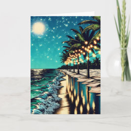 Cartão Arte Romântica e Bonita da Costa em Branco