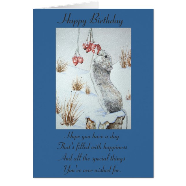 Cartão Arte selvagem do rato e da neve vermelha (Frente)