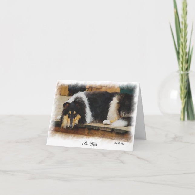Cartão Arte Tricolor Rough Collie Oferece Ofertas (Frente)