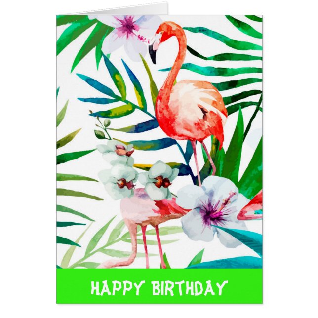 Cartão Arte tropical flamingo (Frente)