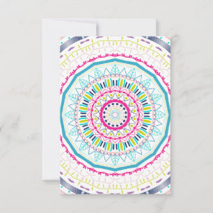 Cartão Arte Vibrante e Colorida de Mandala