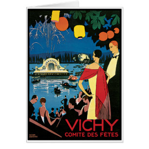Cartão Arte Vichy France do poster vintage