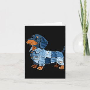 Cartão Arte Vintage de Cachorro Dachshund em Remendo de J