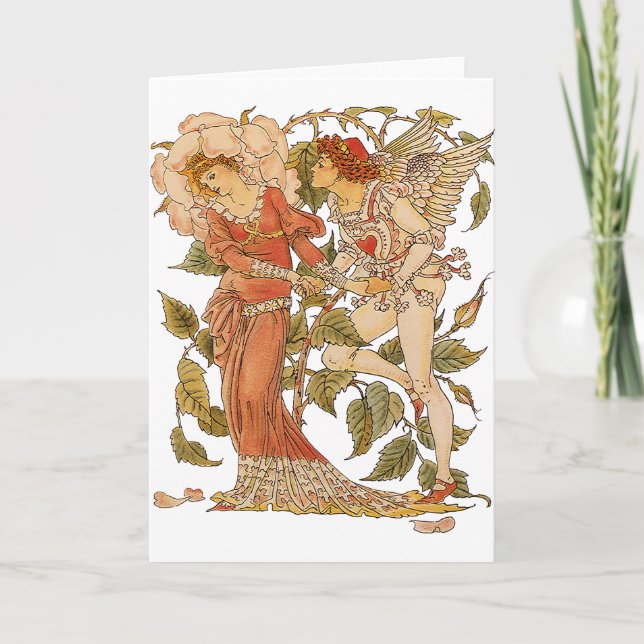 Cartão Arte Vitoriano Antigo, Rosa por Walter Crane (Frente)