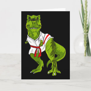 Cartão Artes Marciais de Dinossauro Ninja Engraçado Judô 