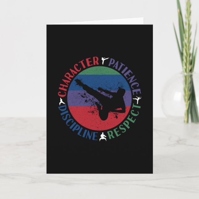 Cartão Artes marciais - Valores do núcleo do Karate (Frente)