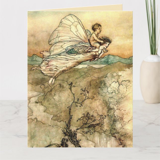 Cartão Arthur Rackham Ilustração Sonho das Noites de Verã (Frente)