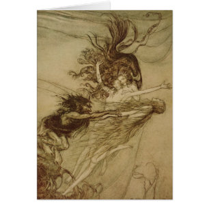 Cartão Arthur Rackham o Rhinemaidens que amola Alberich