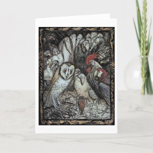 Cartão Arthur Rackham - "The Owl and the Birds" (1912) Ca