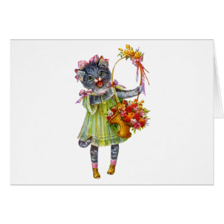 Cartão Arthur Theile Kitty Cat com Flower Basket