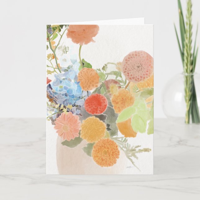 Cartão Artistic Floral Watercolor Card (Frente)