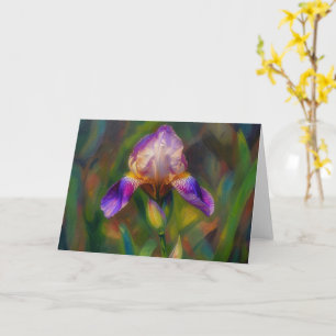Cartão Artístico de Flor de Íris em Estilo de Pint