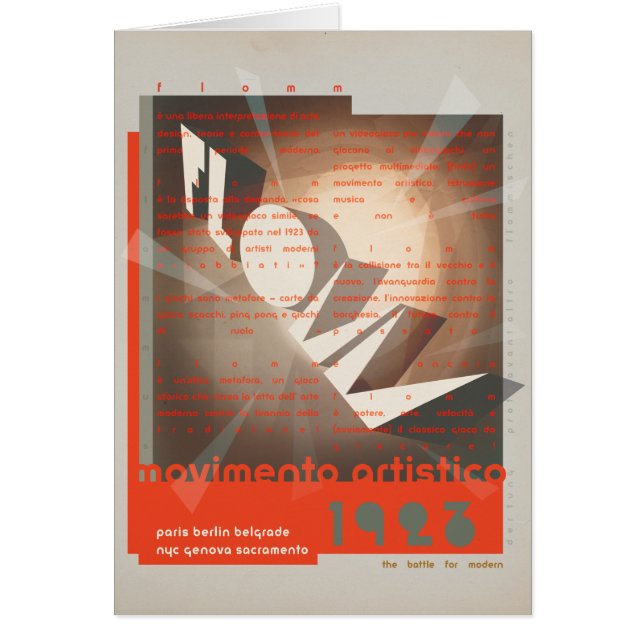 Cartão Artistico do movimento de FLomm (Frente)