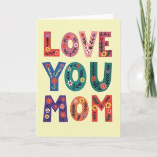 Cartão Artístico Floral 'Amo Você Mãe'