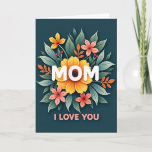 Cartão Artístico Floral Eu Amo Você Mamãe