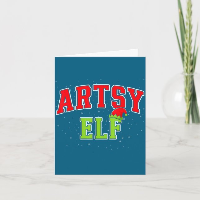 Cartão Artsy Elf Christmas Family Matching Group Xmas Act (Frente)