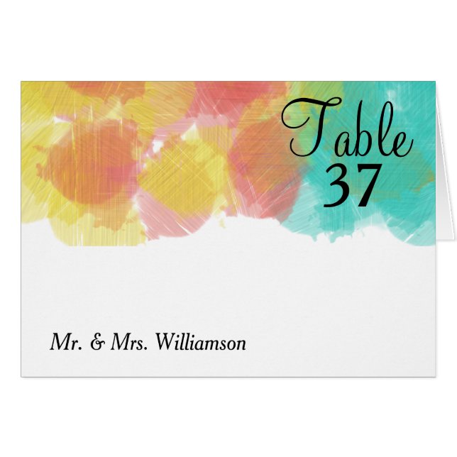 Cartão Artsy Gouache Watercolor Table Number (Frente horizontal)
