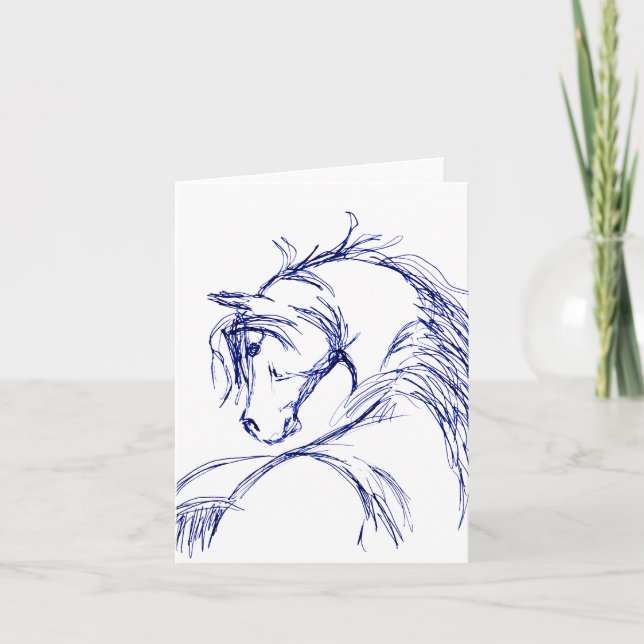 Cartão Artsy Horse Sketch (Frente)
