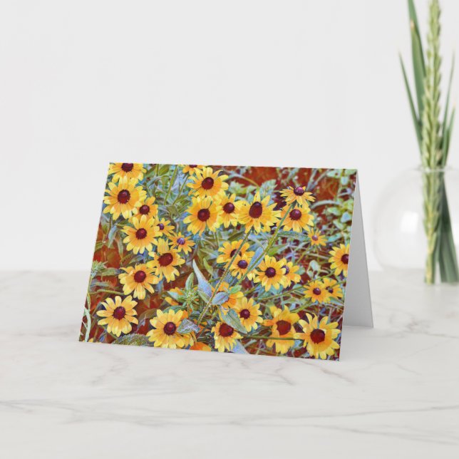 Cartão Artsy Rudbeckia Flower Garden Art Note Card (Frente)