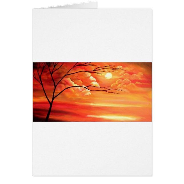Cartão Árvore abstrato e Sunset Vermelho (Frente)