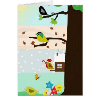 Cartão Árvore ao longo das quatro estações